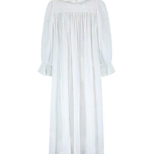 Nightingale Women's Dress Cloud Puff Plumetti with Ivory Hand Smocking